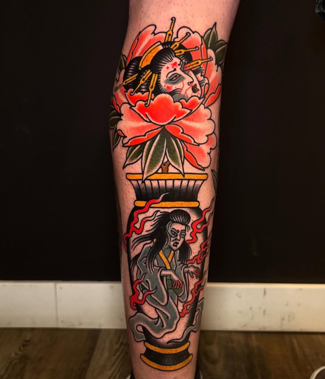 Japanese lantern geisha tattoo by Rikki Kander